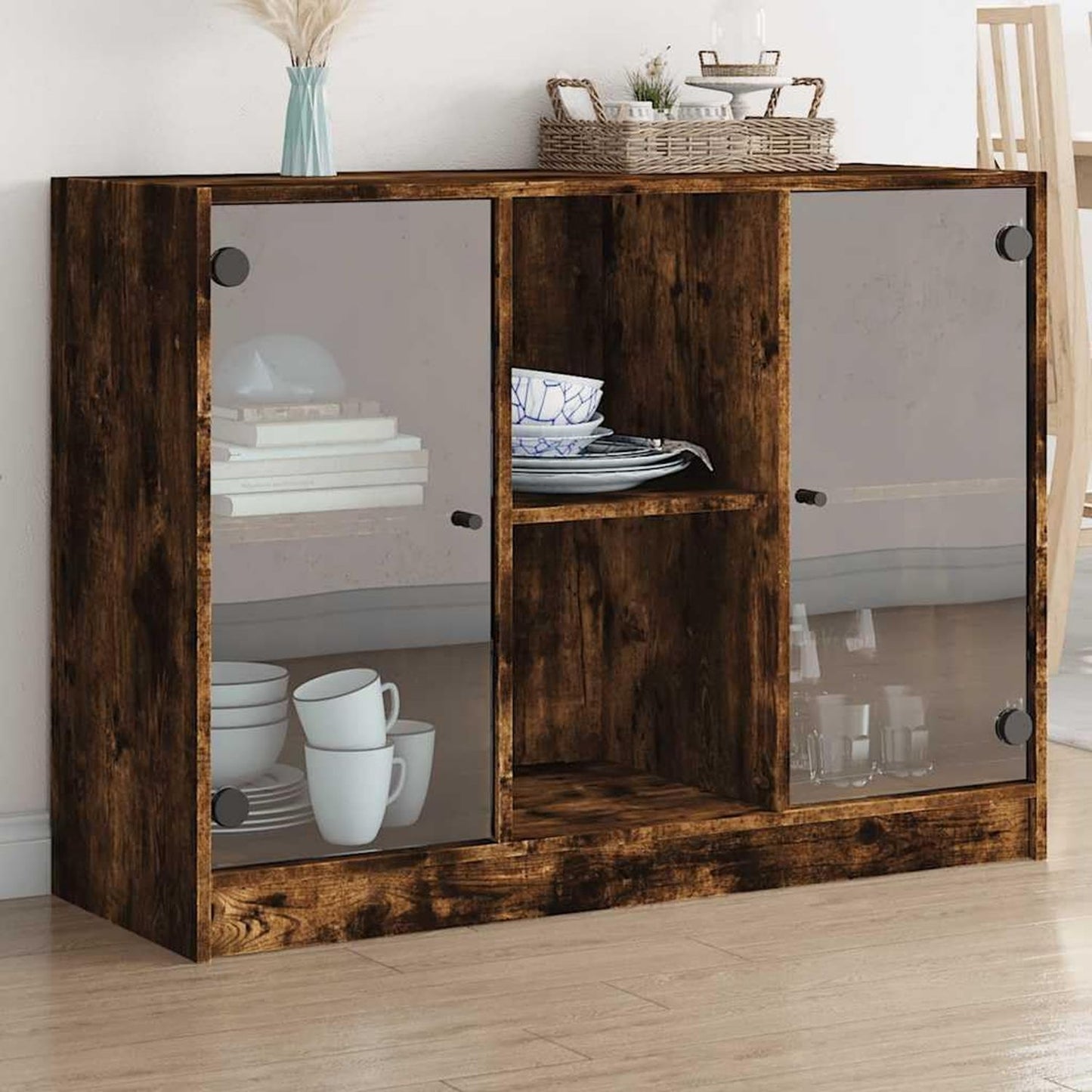Credenza Home Giardino Rovere Affumicato cm Ingegnerizzato 102 x 37 x 75.5 Legno