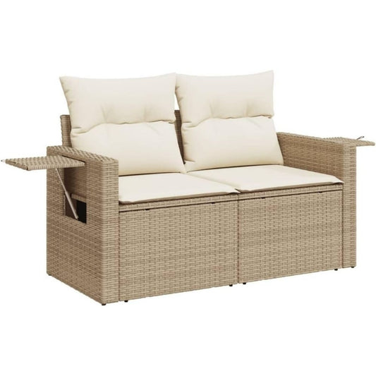 Divano Divano da Giardino con Cuscini a 2 Posti Beige in Polyrattan pieghevole