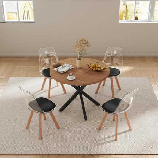 Tavolo GrandCA HOME Tavolo da Pranzo con 4 Sedie, Tavolo da Pranzo Rotondo da 100
