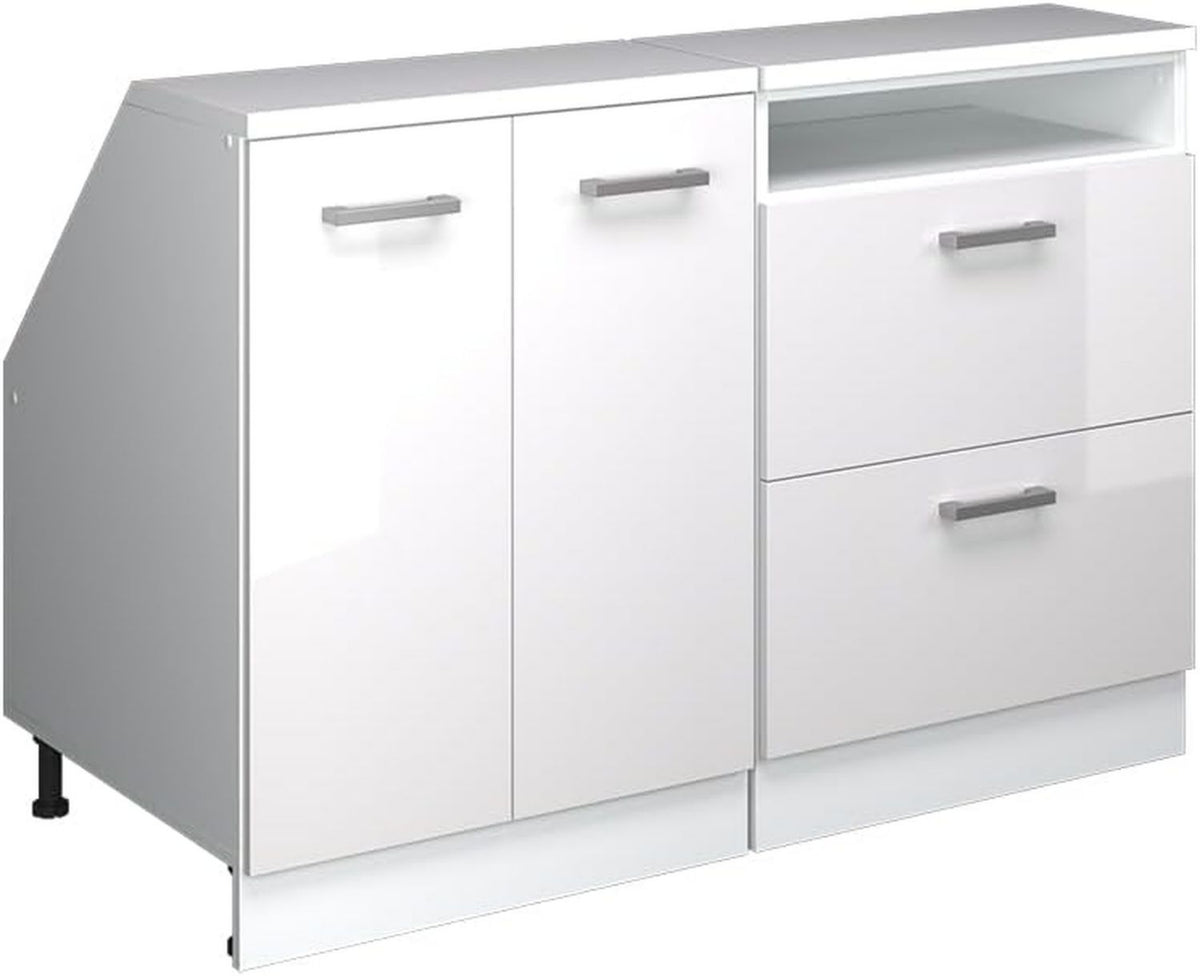 Mobile Vicco cucina sottotetto R Line lucido 120 cm Set di 2 armadio profondit¨¤ 60 cm adatto Bianco per pareti inclinate e montaggio cucina variabile