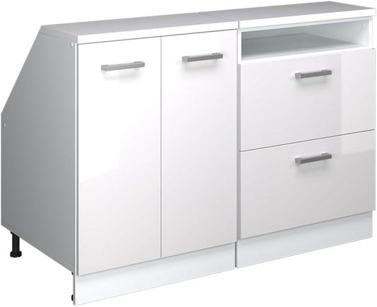 Mobile Vicco cucina sottotetto R Line lucido 120 cm Set di 2 armadio profondit¨¤ 60 cm adatto Bianco per pareti inclinate e montaggio cucina variabile