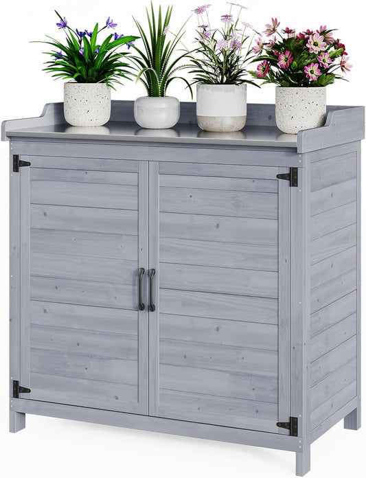 mobile Bealife Tavolo da giardino con mobiletto base mobiletto da giardino con piano di lavoro con 1 ripiano mobile x x grigio per uso interno ed esterno 98 48 95