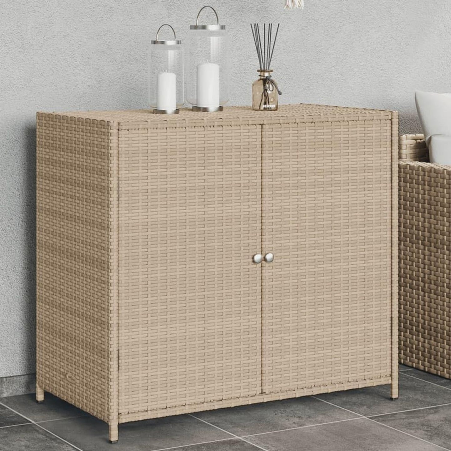 Armadietto da giardino in polyrattan beige 83 45 76 cm x