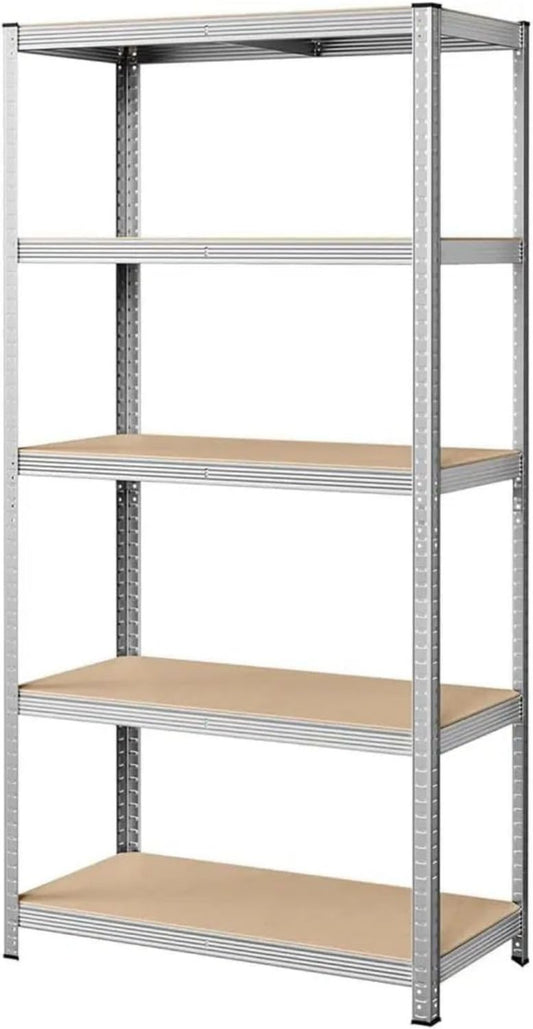 VIRSUS Scaffale in Metallo e MDF a 5 Ripiani Misura 90x40x180 cm Metallo Galvanizzato Montaggio ad Incastro Veloce Scaffalature per Garage Magazzino Portata Max 875 kg 4588