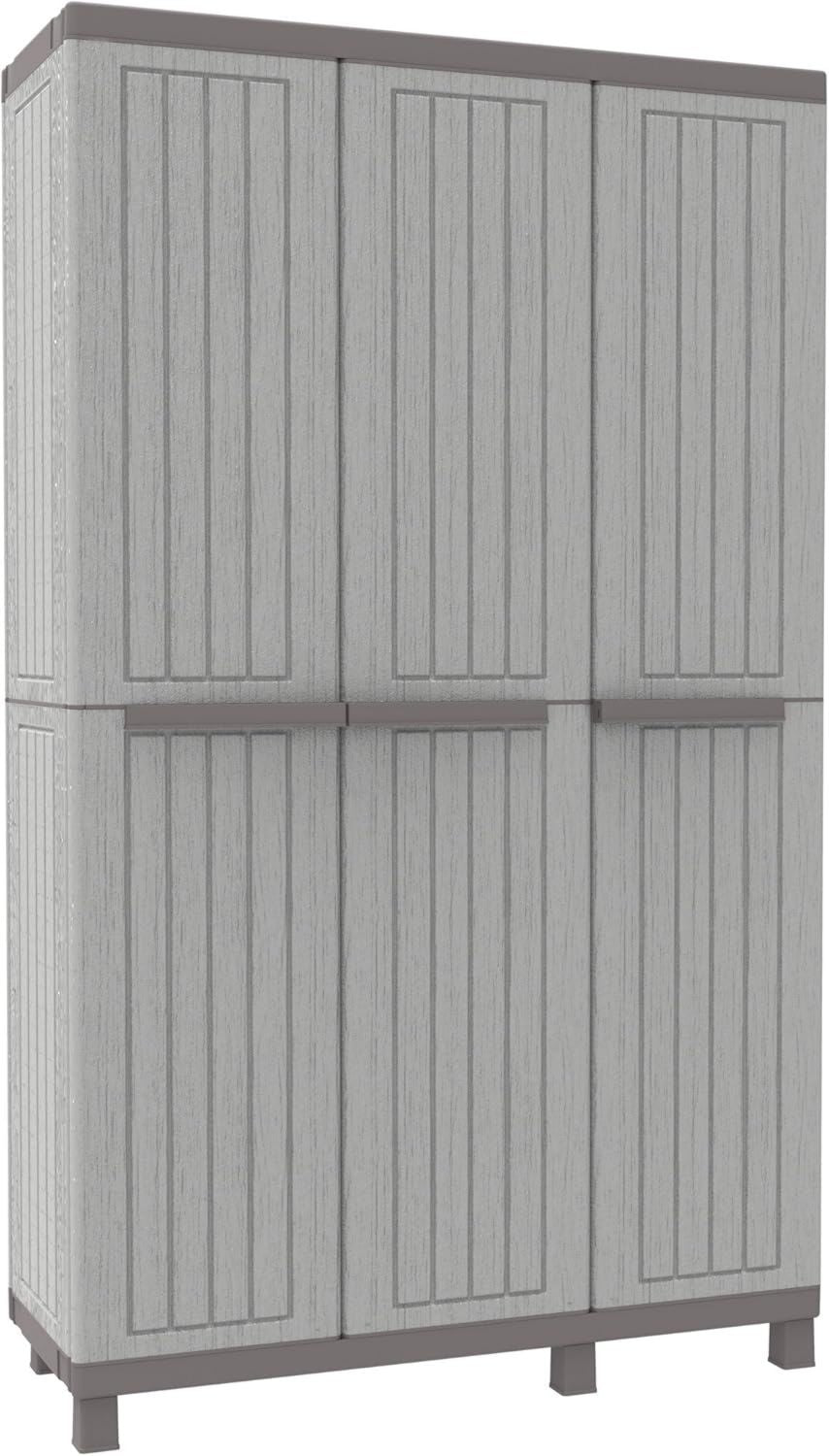 Armadio 102a da Esterno Interno Multifunzionale Tre Ante Effetto Due Vani Separati. Materiale Plastica cm Dimensioni 102 x 39 x 170