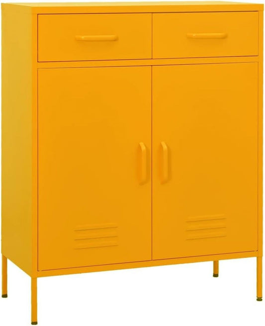 Armadietto vidaXL Giallo Senape 5 cm in Acciaio 80 x 35 x 101